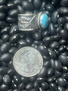Sunshine Reeves Turquoise and Cigar Band Ring Size 7 3/4