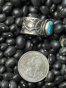 Sunshine Reeves Turquoise and Cigar Band Ring Size 8