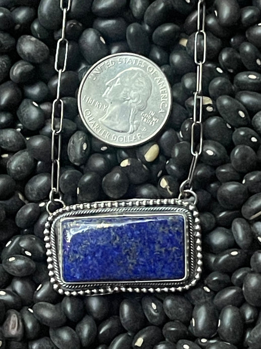 Native Made Lapis Bar Necklace