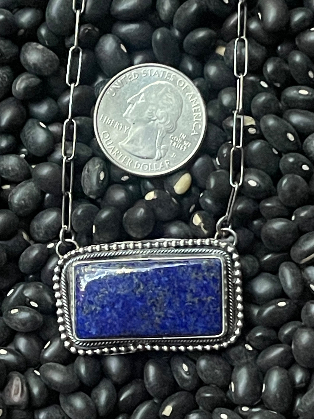 Native Made Lapis Bar Necklace