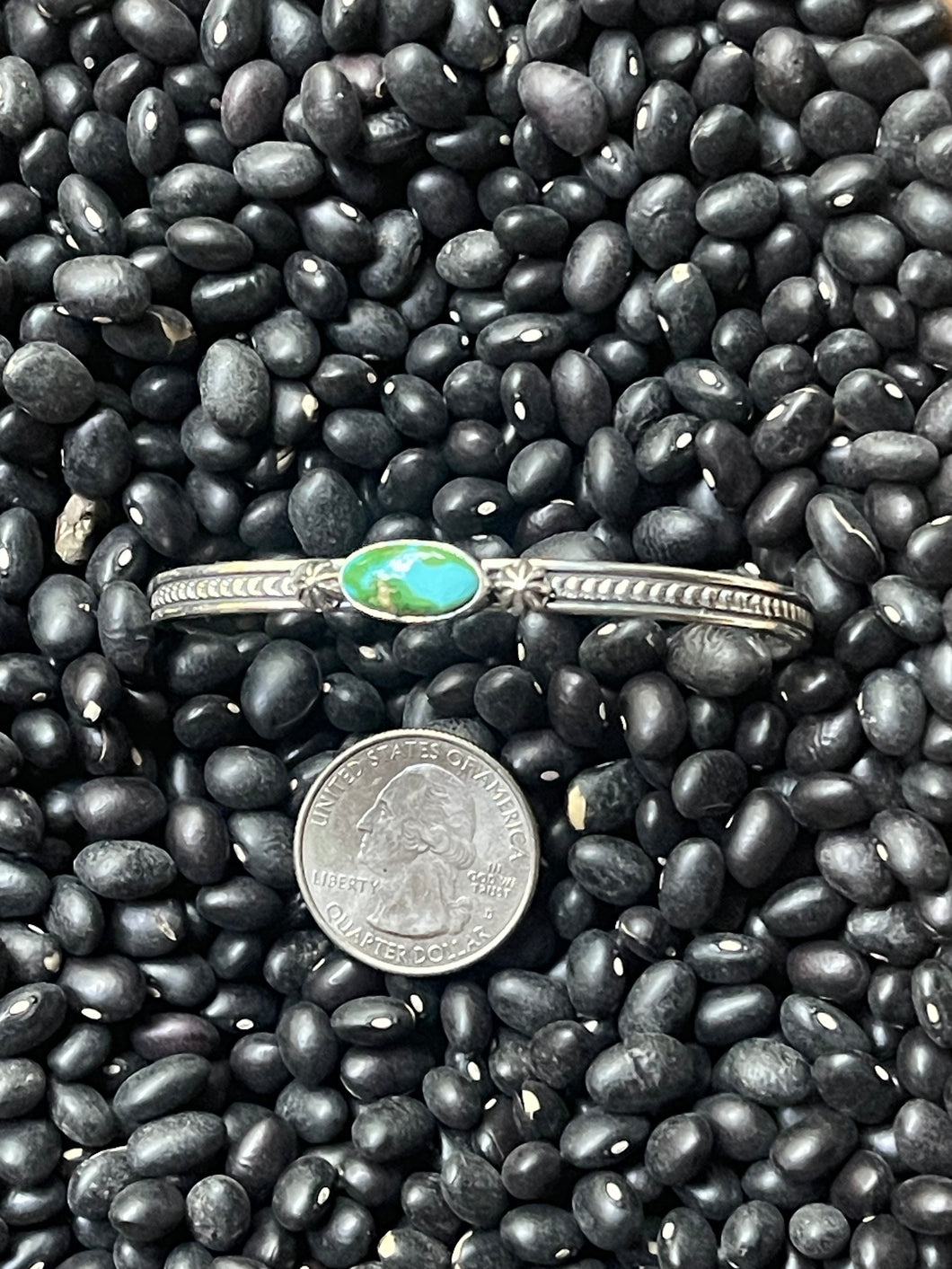 Sonoran Turquoise and Sterling Silver Cuff by Gene Delgarito - 6 in.