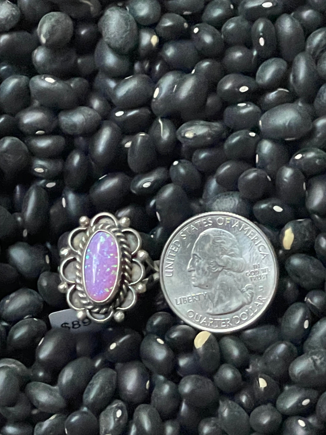 Pink Lab Opal Sterling Silver Ring by Priscilla Smith - Size 8