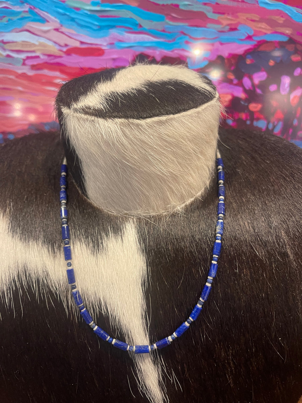 Heishi and Lapis Bead Necklace -18 in.