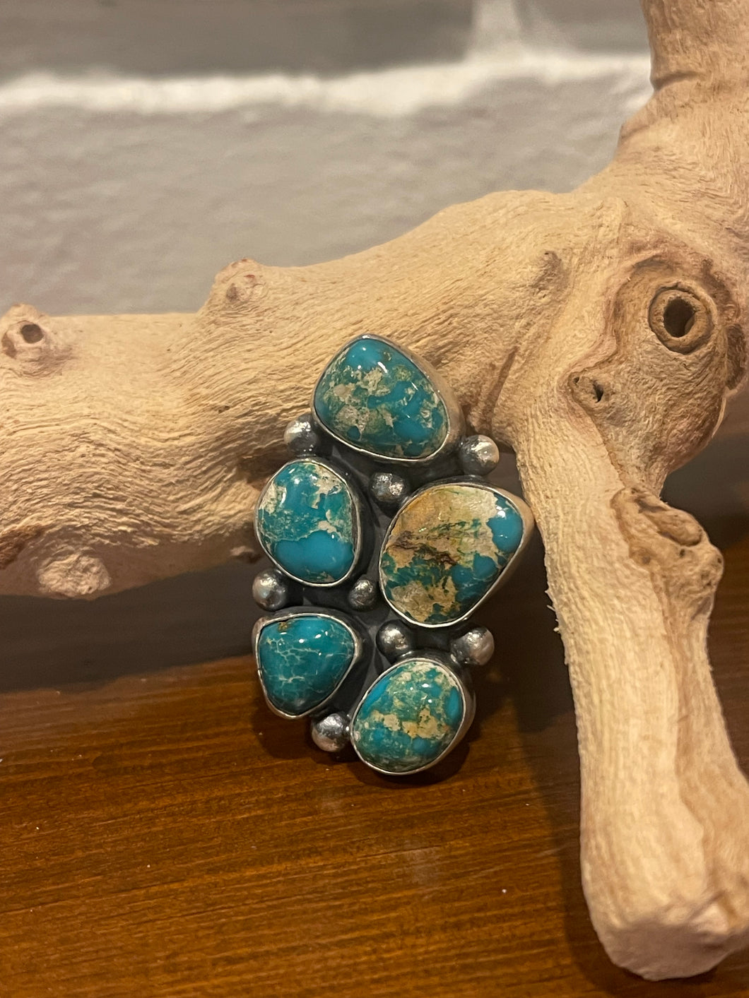 Robert Johnson Fox Turquoise Cluster Ring