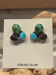 3 Mixed Stone Stud Earrings