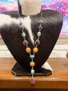 Rainbow Multi Stone Lariat Native Made
