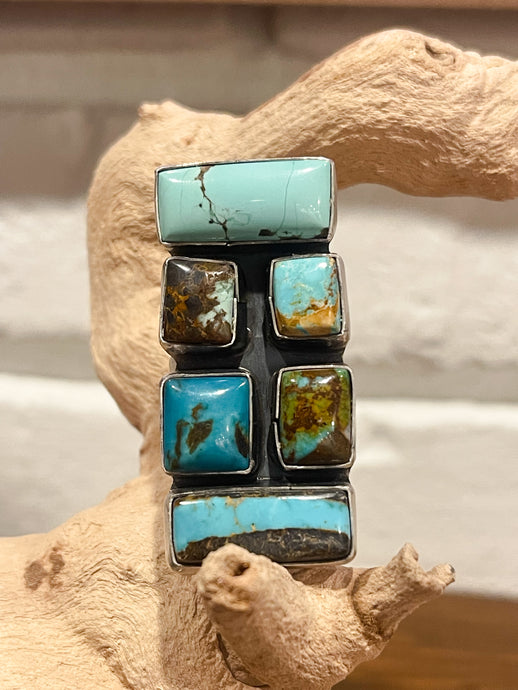 Multi Stone Bar Ring Adjustable Native Made