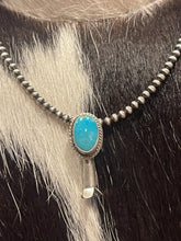 Turquoise Blossom and 3mm Pearl Necklace