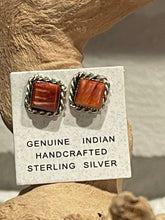 Orange Spiny Square Stud Earrings