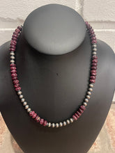 16 inches Machine Made Sterling Beads & Purple Spiny Necklace