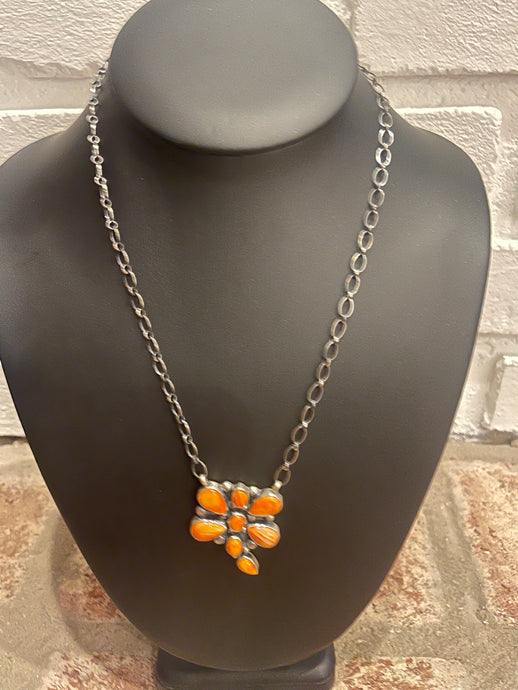 Orange Spiny Dragon Fly Native Made Necklace