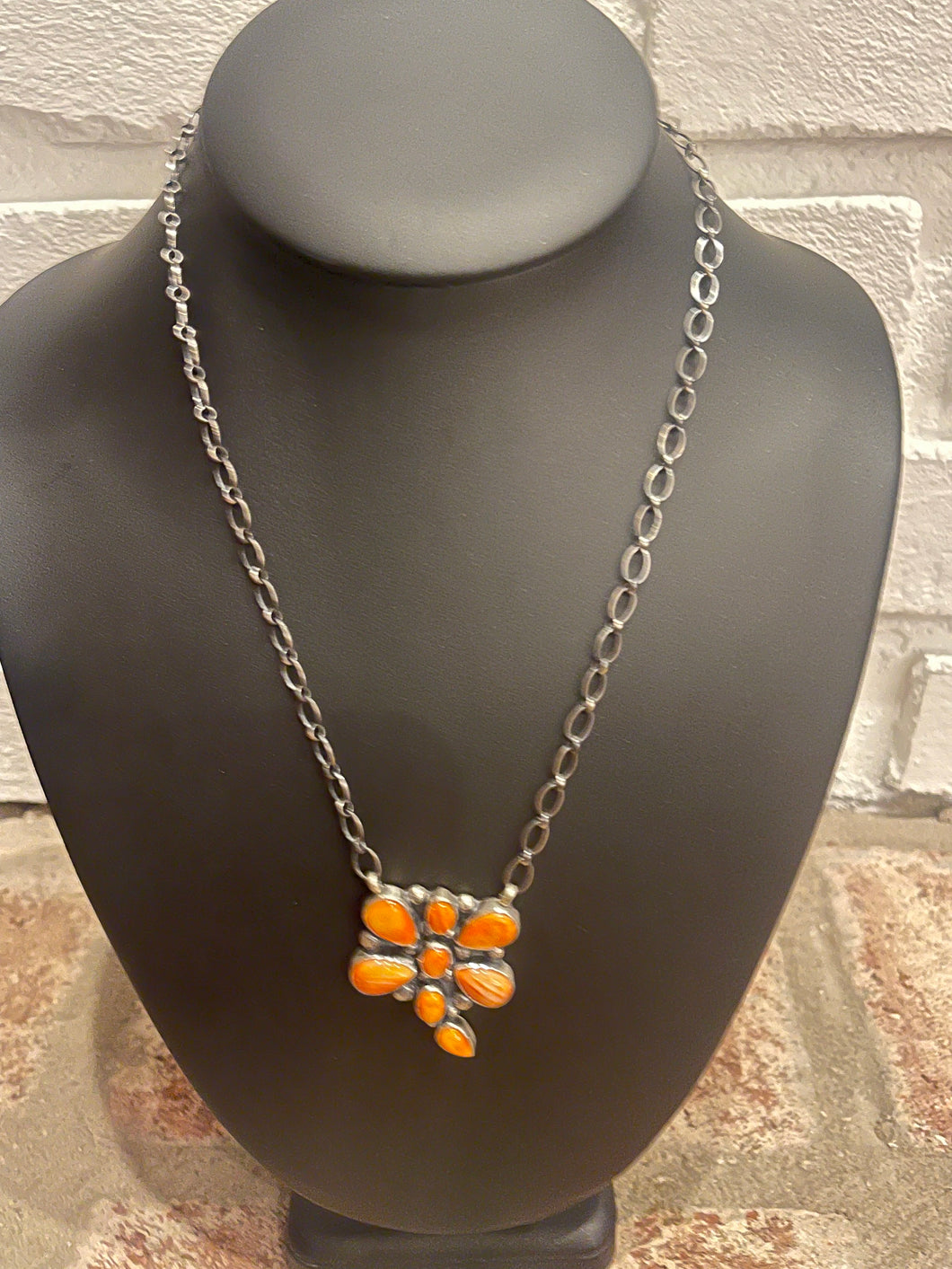 Orange Spiny Dragon Fly Native Made Necklace