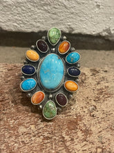 Travis J Rainbow Cluster Ring Adjustable