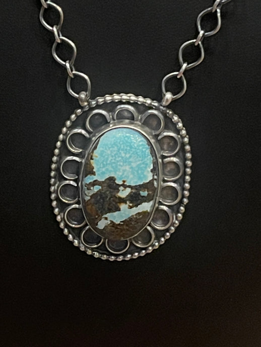 Gorgeous Moody Oval Turquoise Necklace