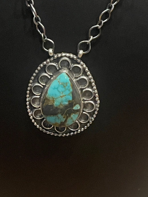Gorgeous Moody Teardrop Turquoise Necklace