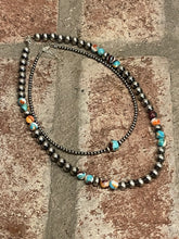 14-Inch Sterling Silver Pearl & Mojave Bead Choker