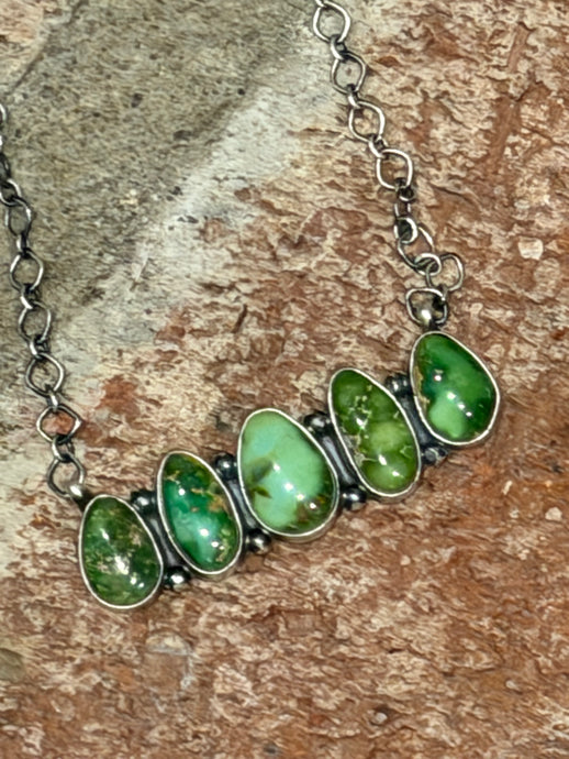 5 Stone Sonoran Gold Bar Necklace