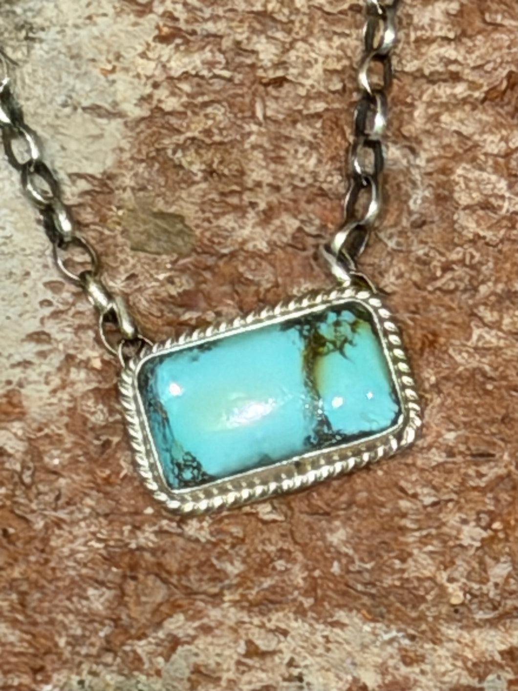 Blue Turquoise Native Made Bar Necklace