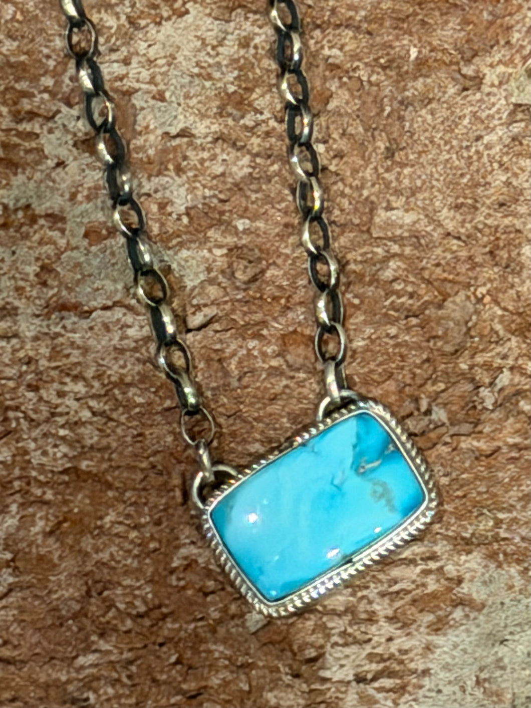 Blue Turquoise Native Made Bar Necklace