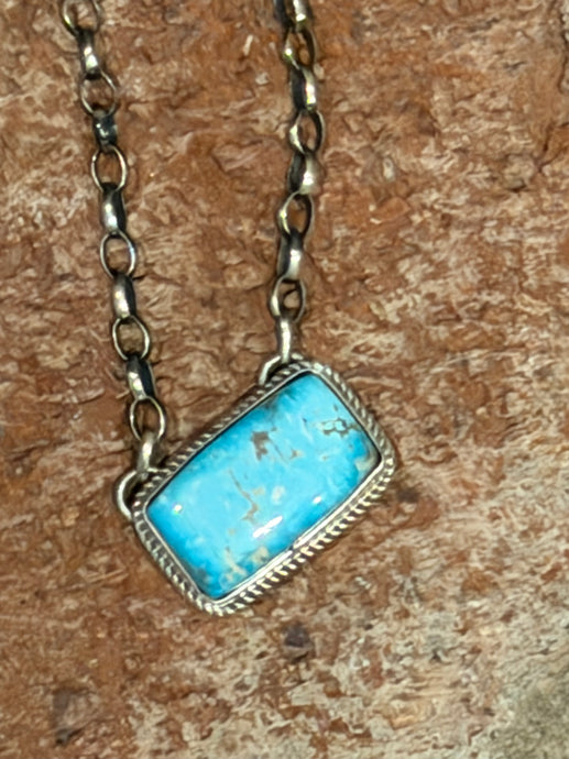 Blue Turquoise Native Made Bar Necklace