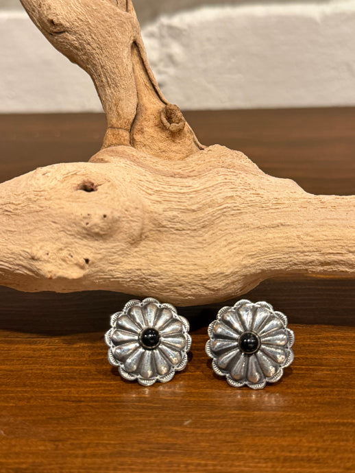 Black Onyx Concho Earrings