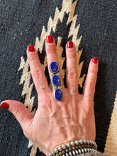 3 Stone Lapis Crawler Ring – Handmade Sterling Silver by Travis J