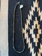 Turquoise & Red Coral Bead Necklace – Sterling Silver Stacker