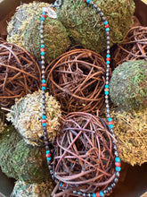 Turquoise & Red Coral Bead Necklace – Sterling Silver Stacker