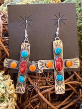 Multi-Stone Spiny & Turquoise Dangle Earrings – Handmade Sterling Silver by Robert Johnson