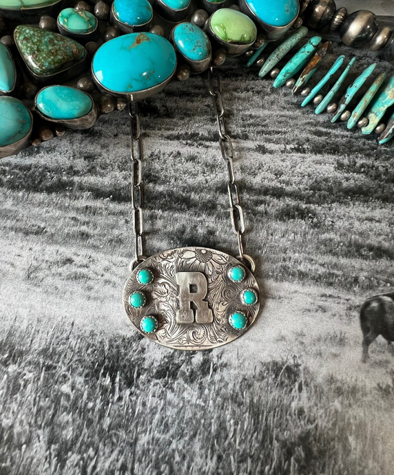 Tooled Initial Necklace - PRE ORDER
