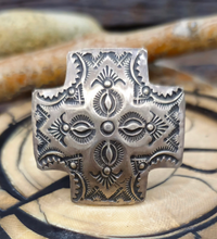 Cross Adjustable Stamped Sterling Silver Ring by Vincent Platero