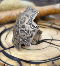 Cross Adjustable Stamped Sterling Silver Ring by Vincent Platero