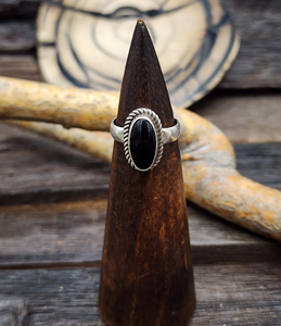Petite Oval Onyx and Sterling Ring by Prescilla Smith
