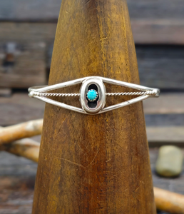 Turquoise and Sterling Silver Shadowbox Cuff by Janice Spencer - 6 1/2 in.