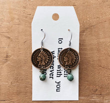 Vintage Indian Head Penny Boho Earrings